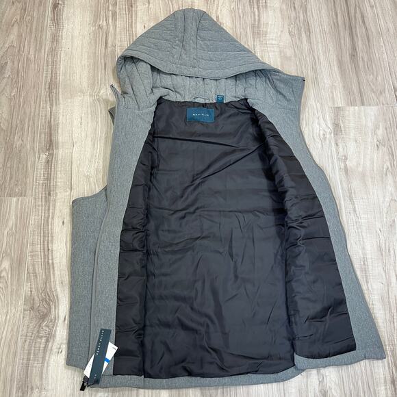 Perry Ellis Men’s Hooded Puffer Vest Gray Size XL Sleeveless Quilted Zip Jacket - Picture 7 of 9
